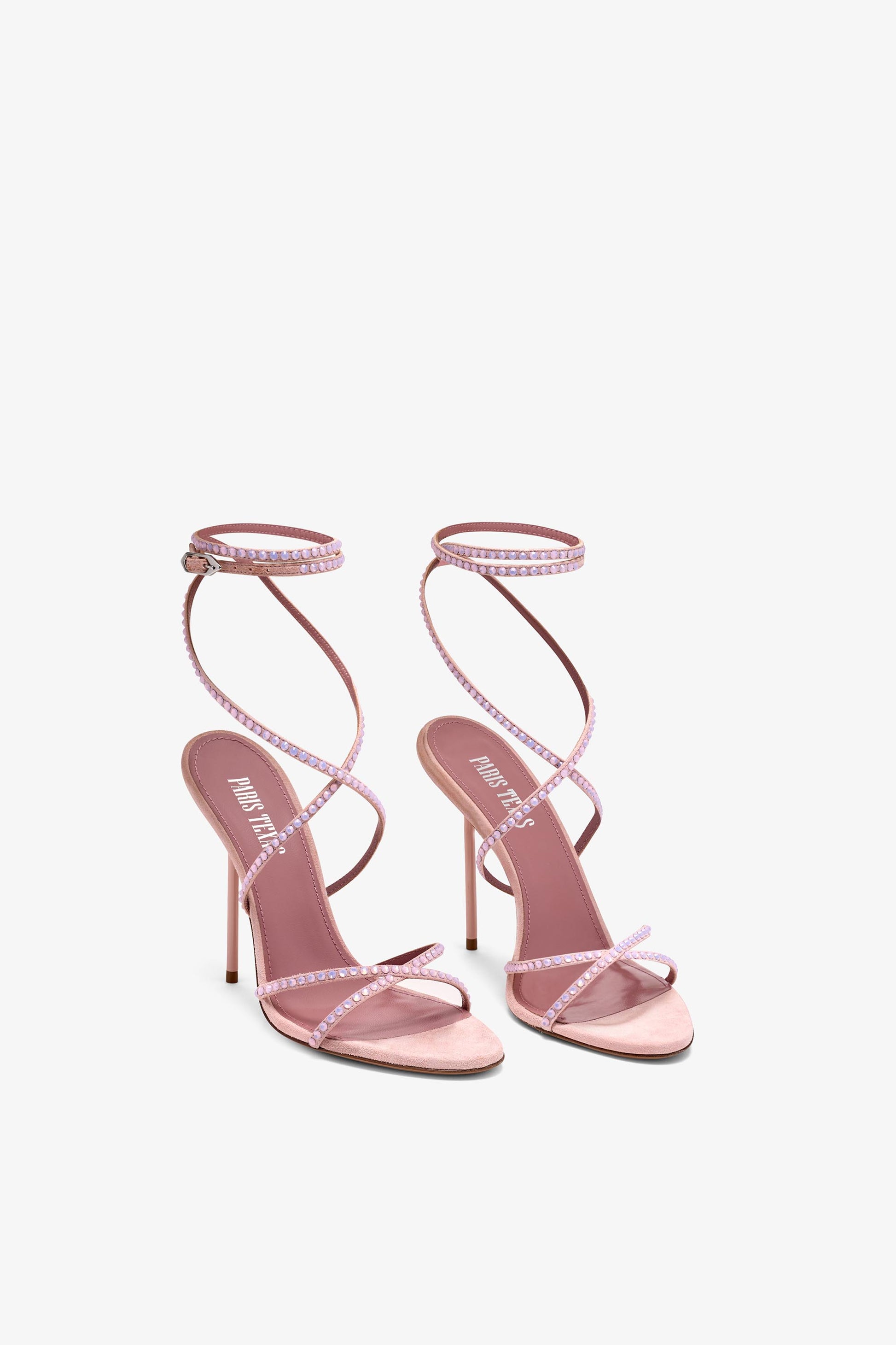 Crystal-encrusted baby pink sandal