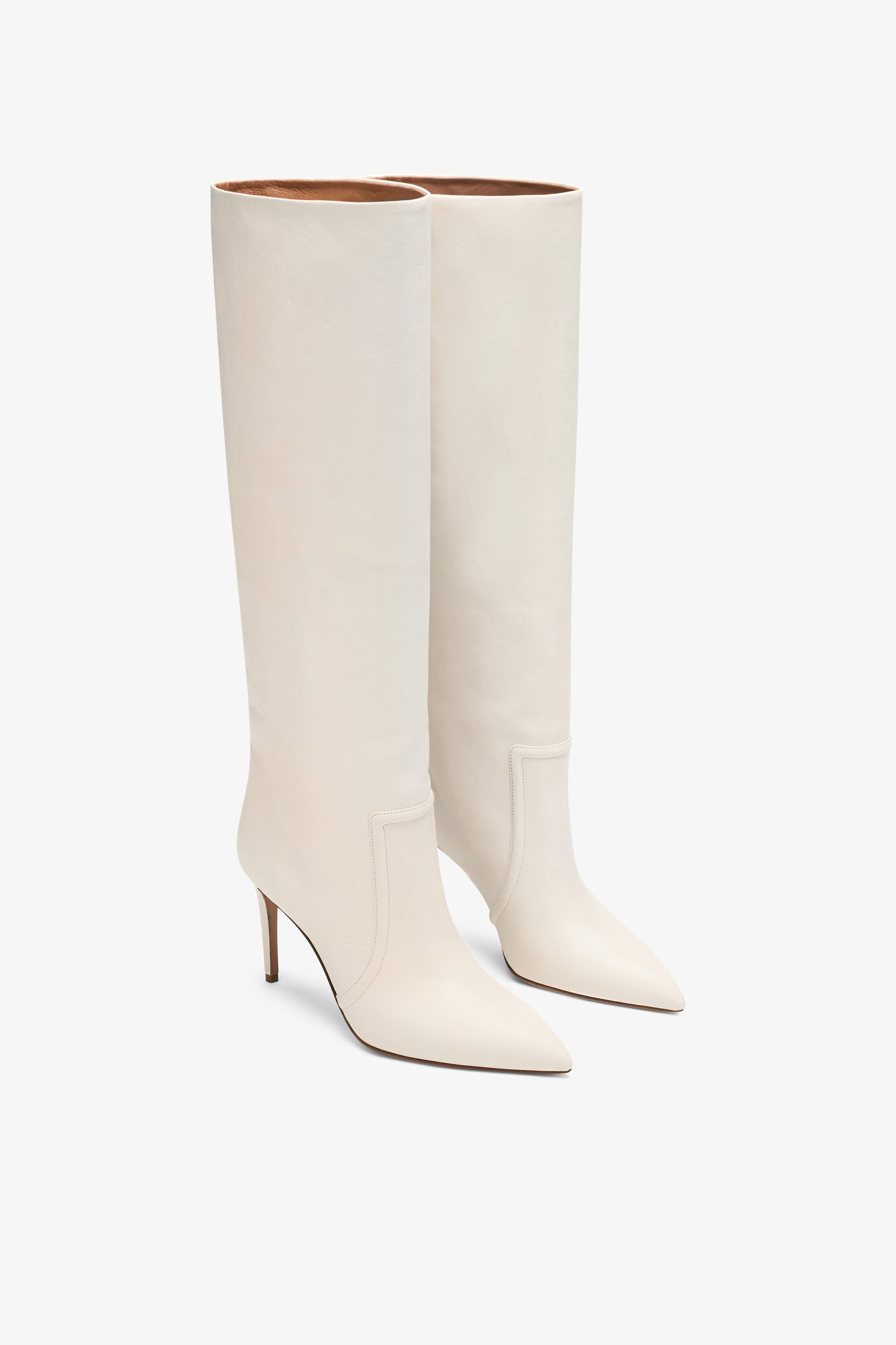 Milk leather knee-high boot
