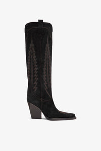 Black suede embroidered Texan boot