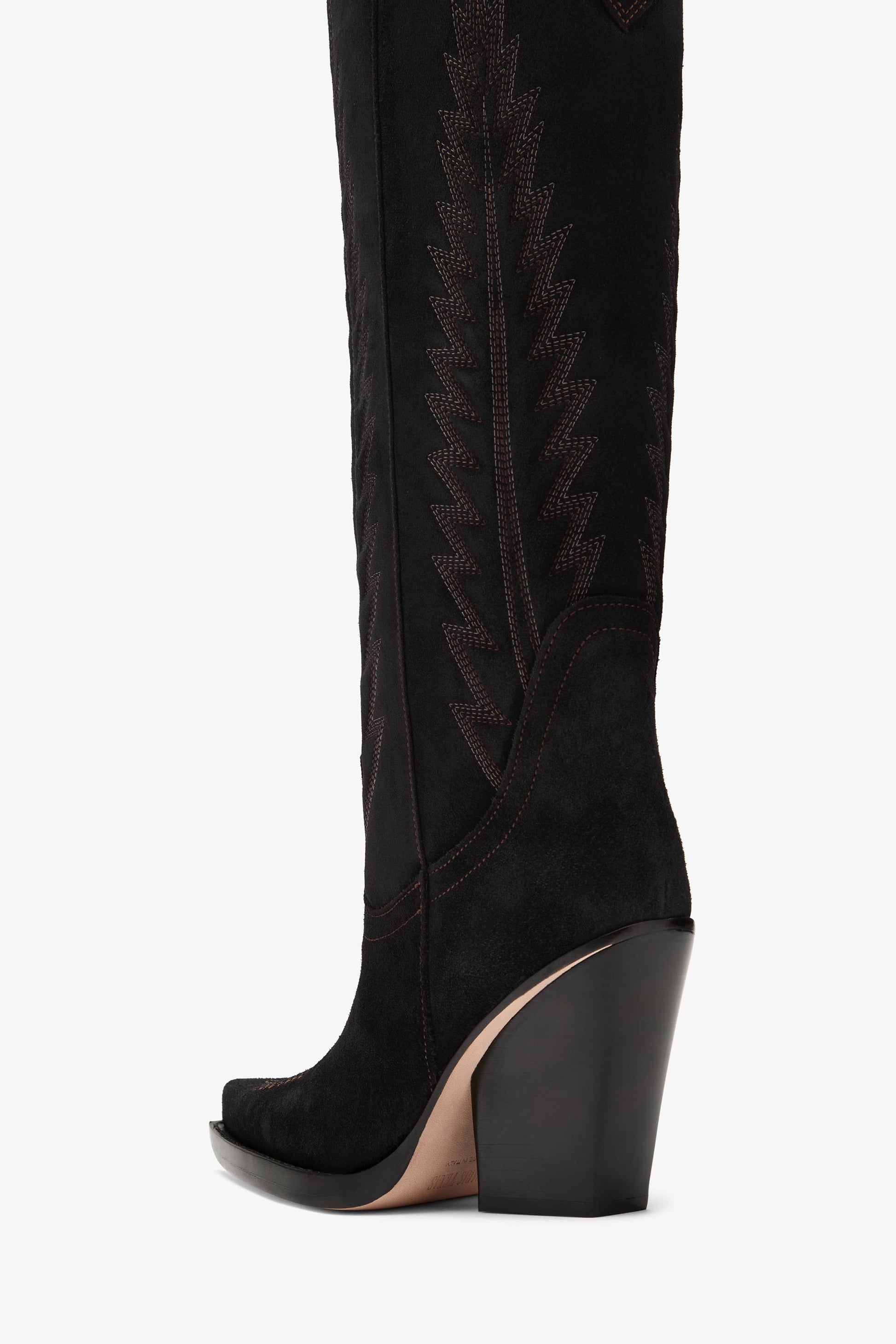 Black suede embroidered Texan boot