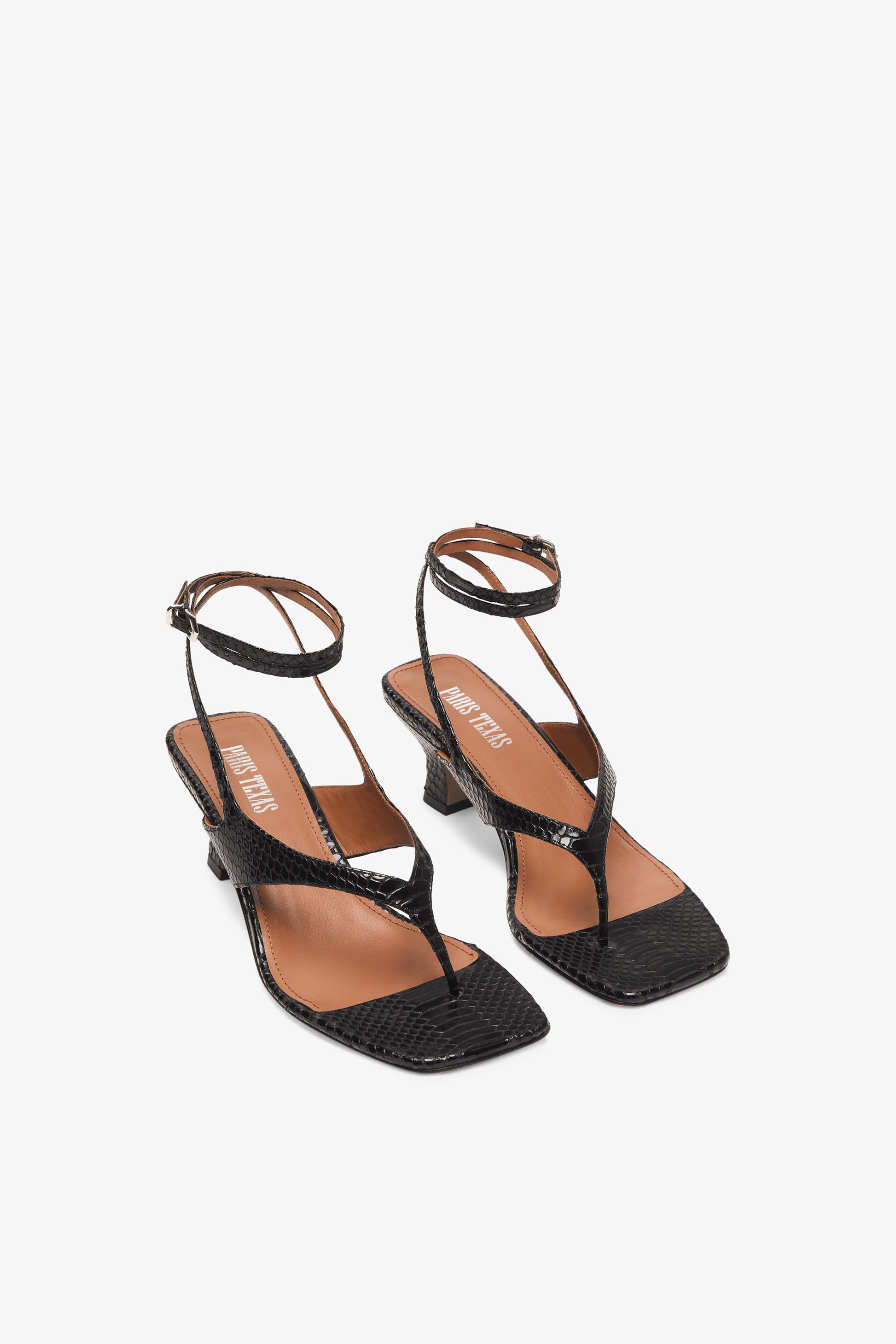 Black ayers-effect leather sandal