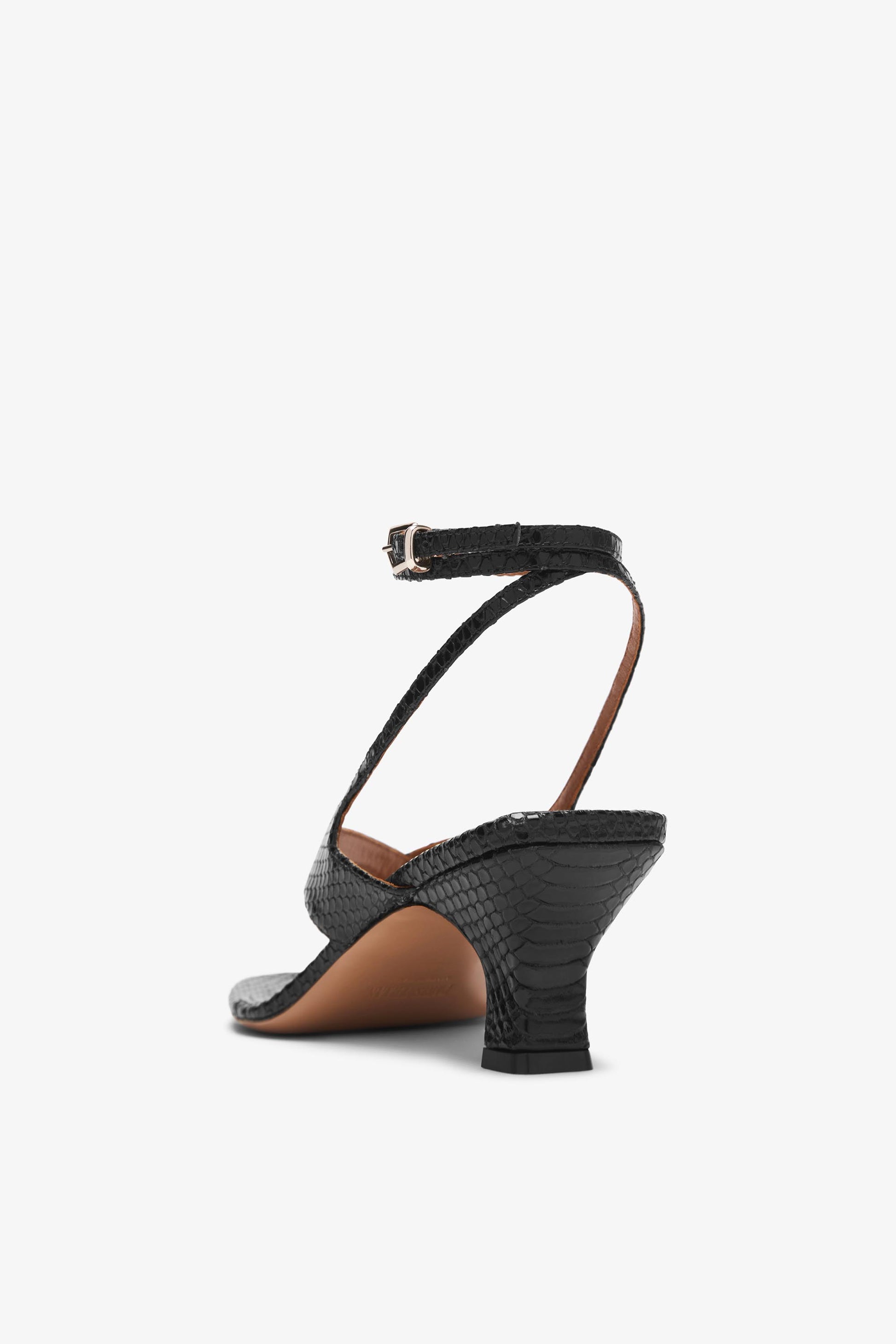 Black ayers-effect leather sandal