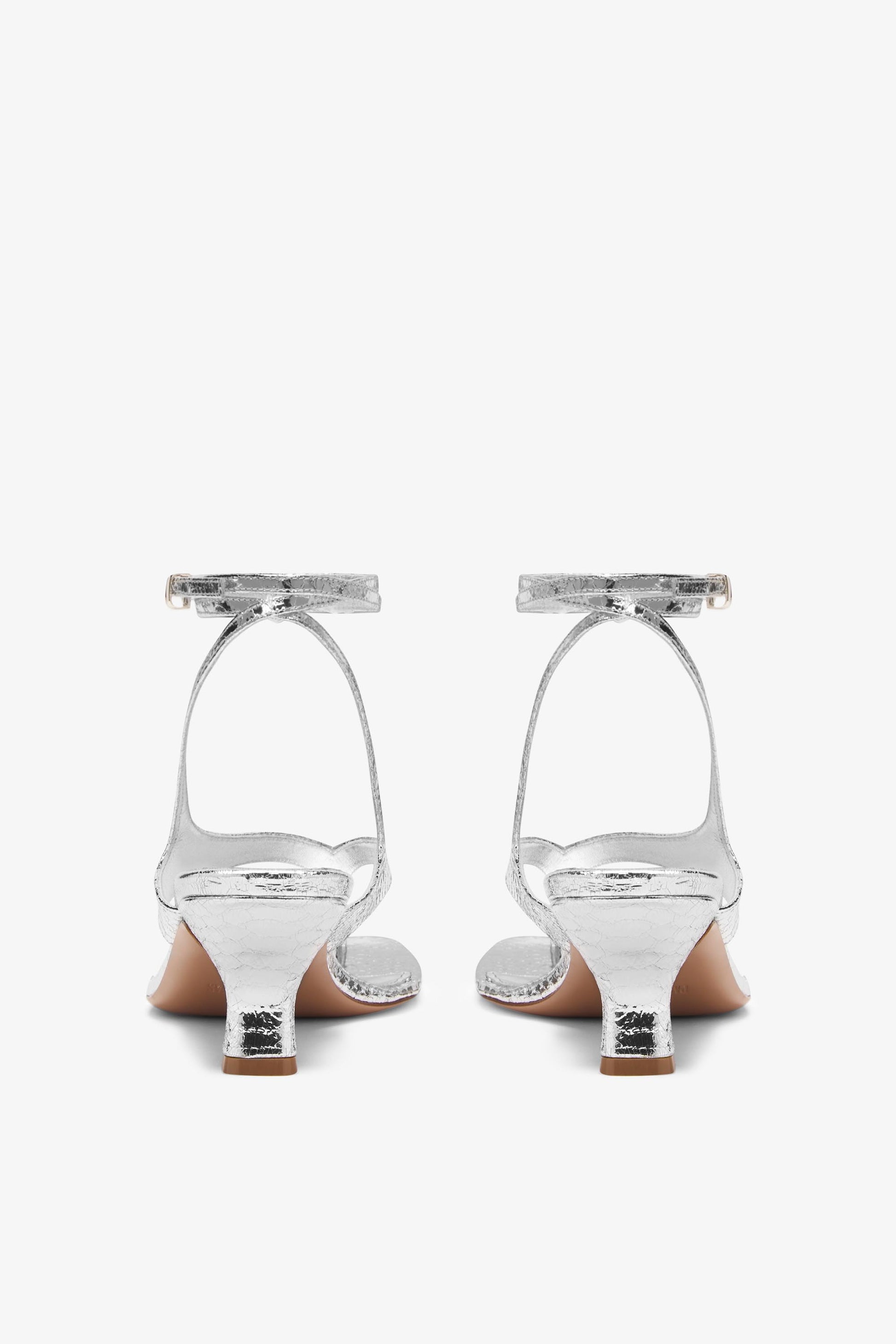 Silver printed leather sandal