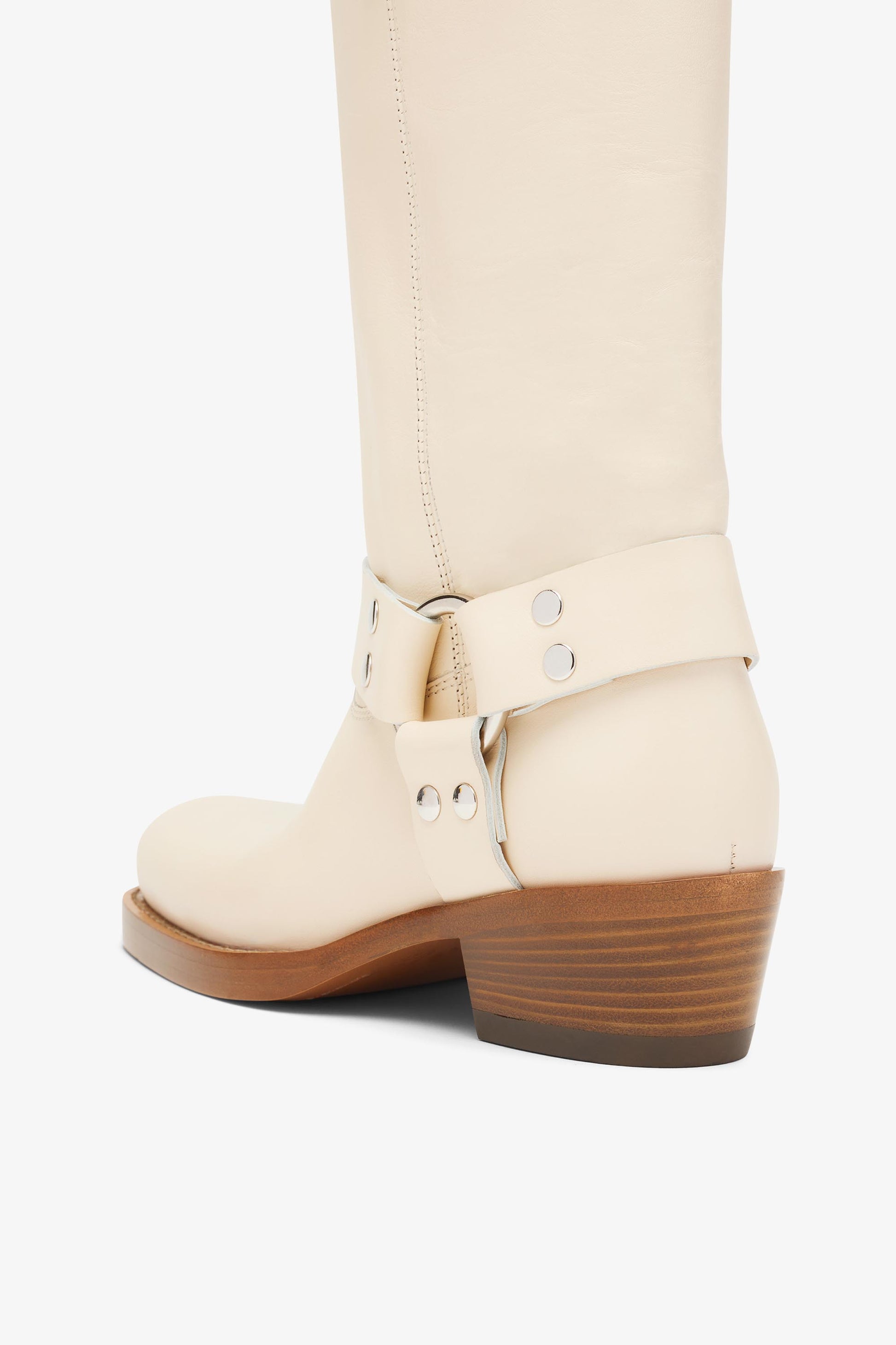 White textured leather boot