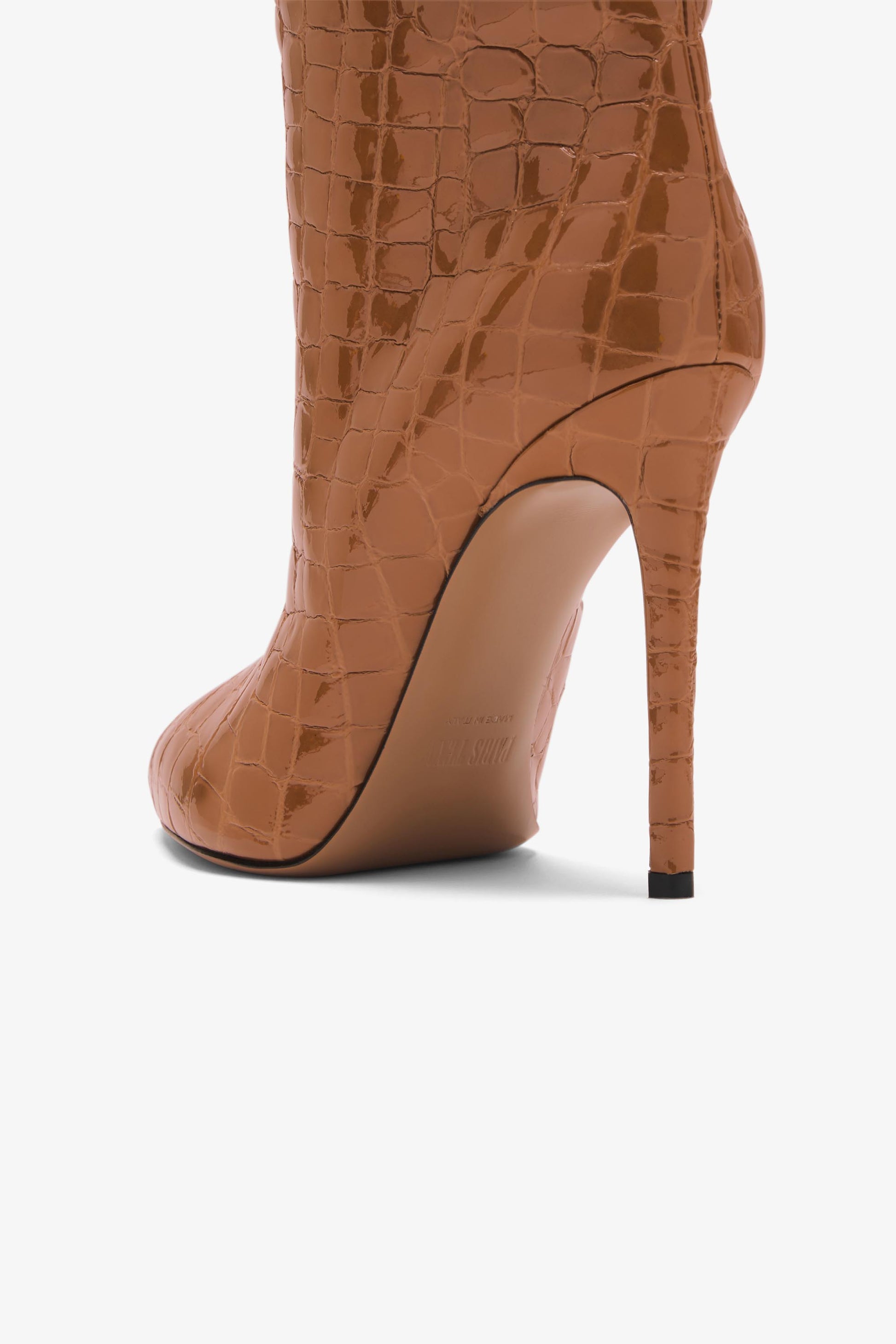 Tan embossed leather boot