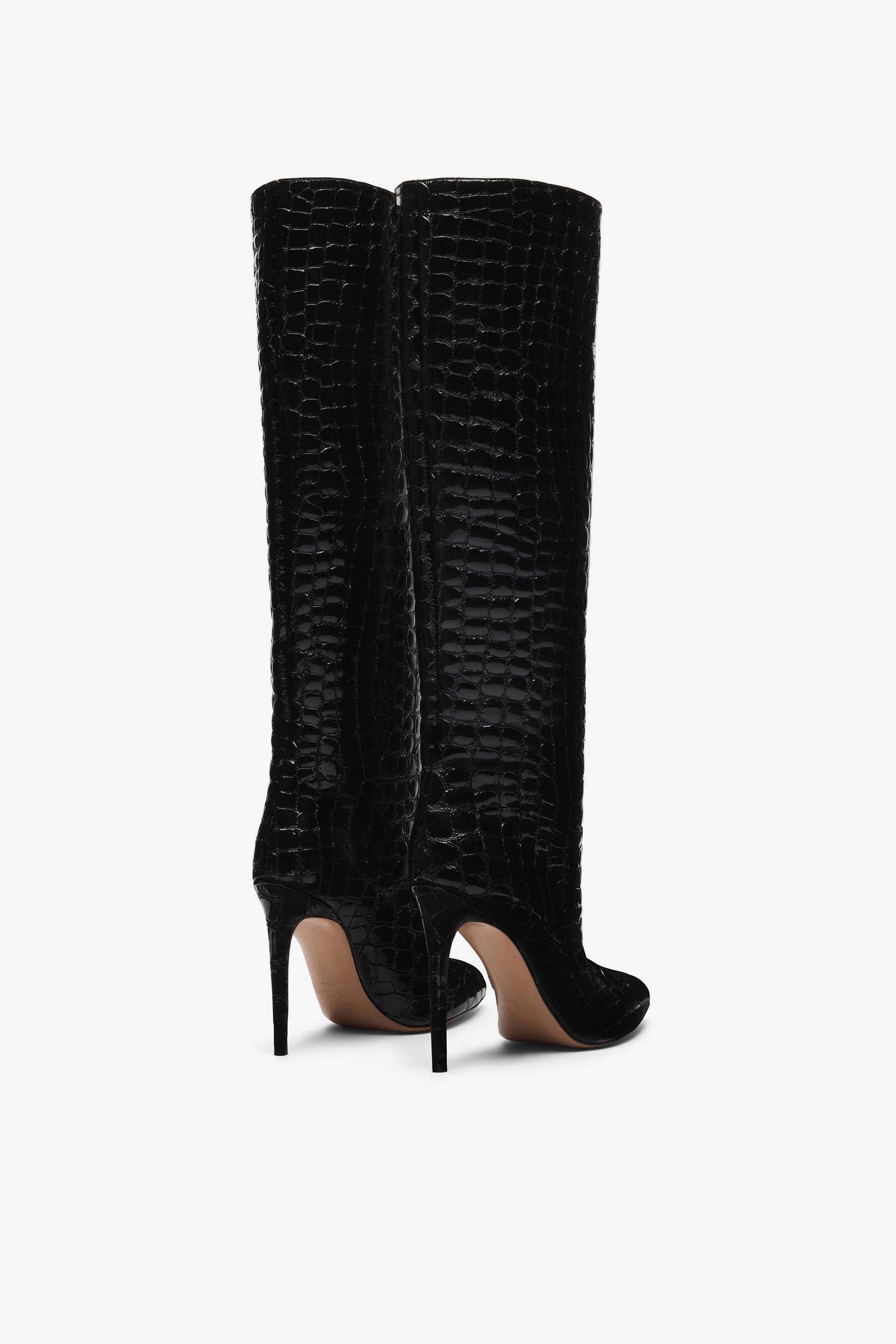 Black embossed leather boot