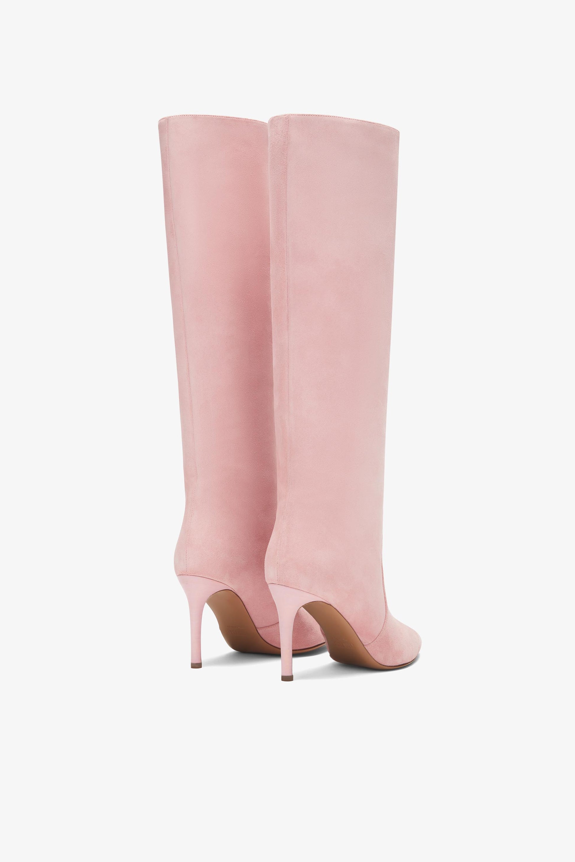 Pink embossed leather boot