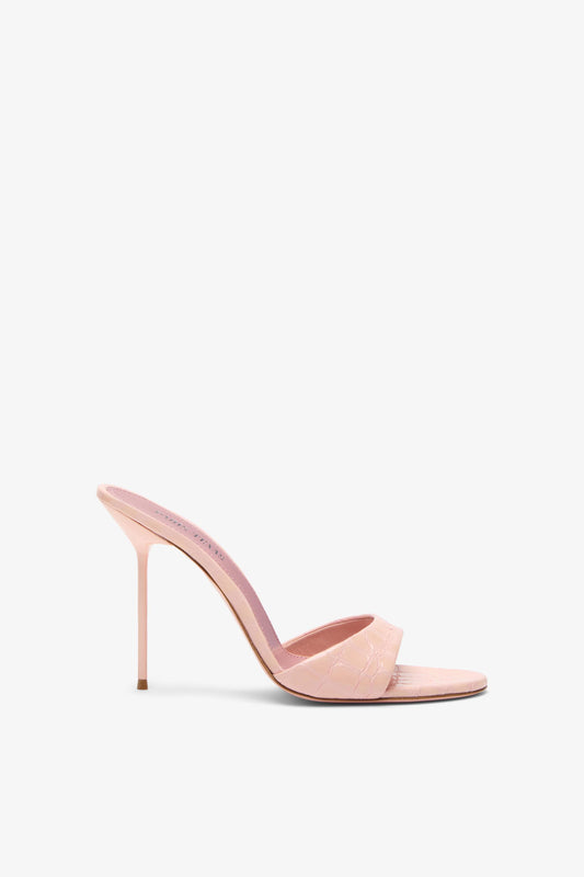 Pink embossed leather mule