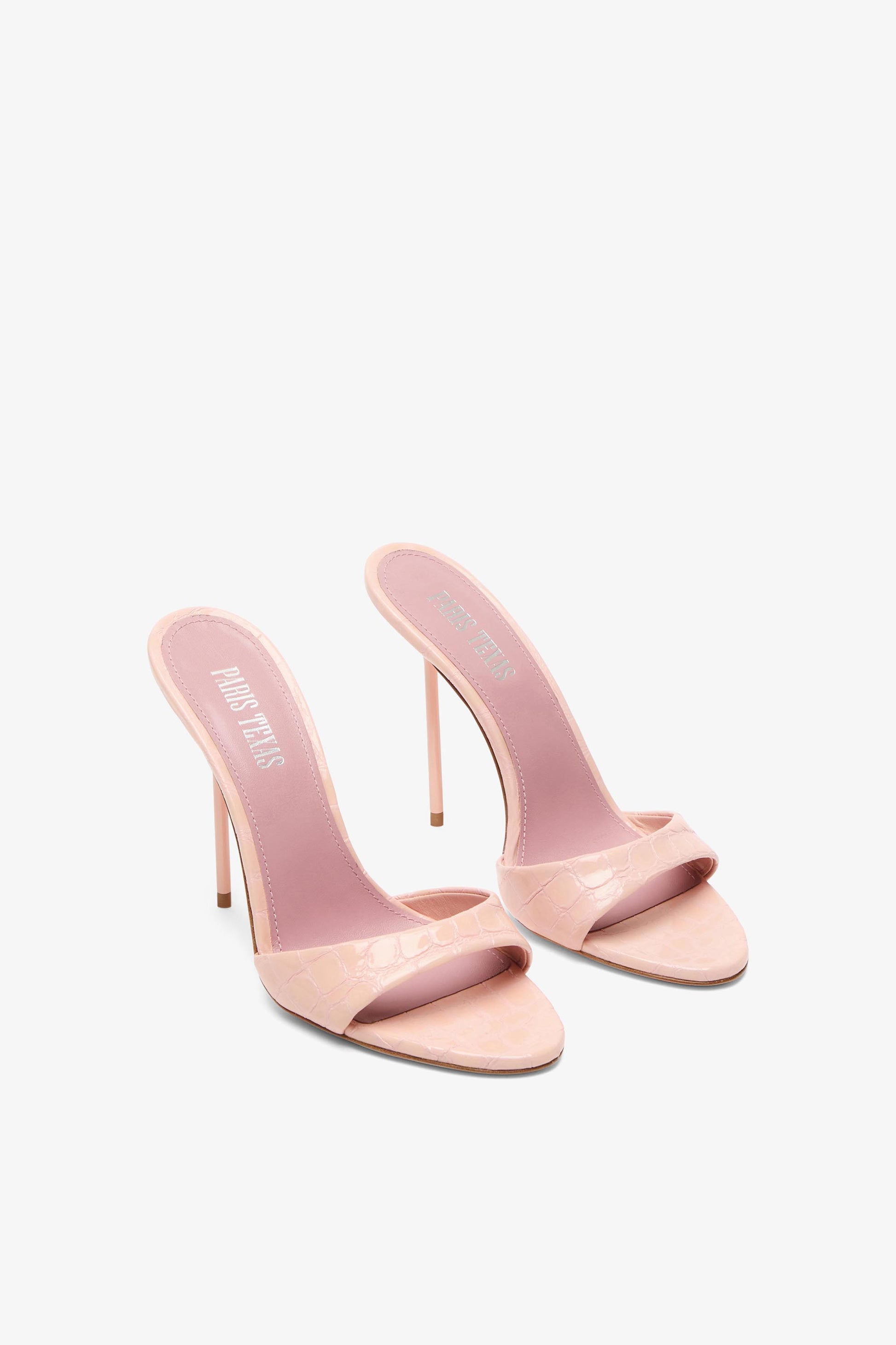 Pink embossed leather mule