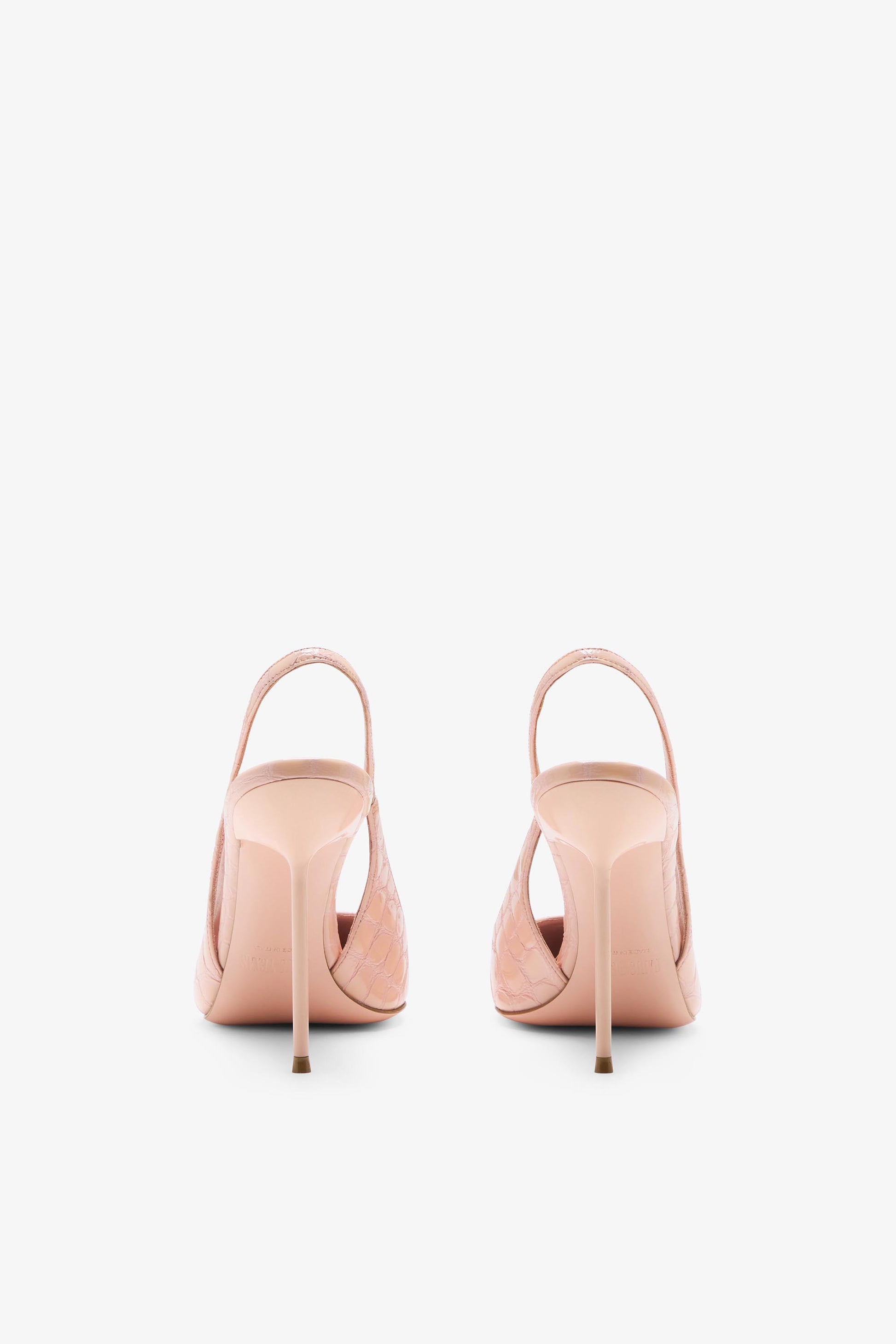 Pink embossed leather slingback