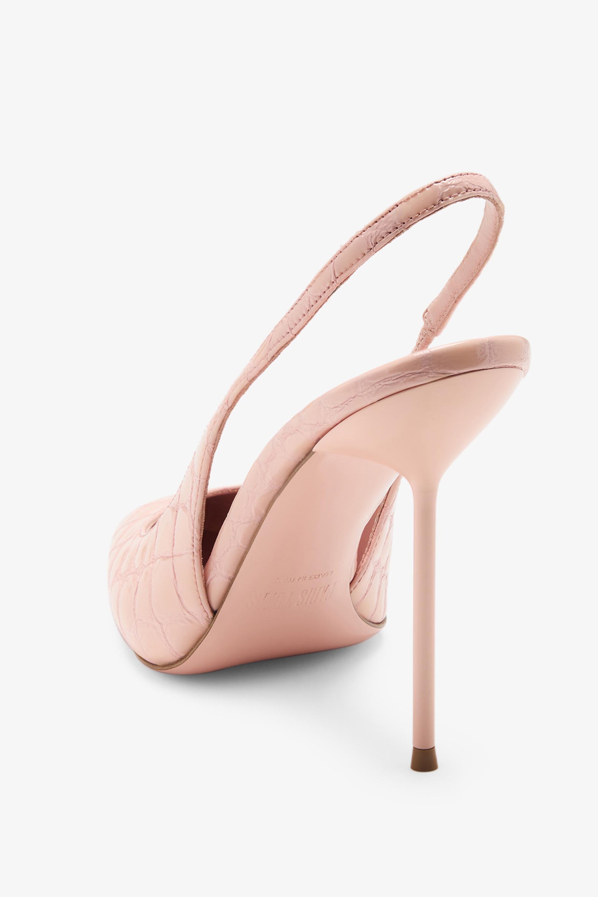 Pink embossed leather slingback