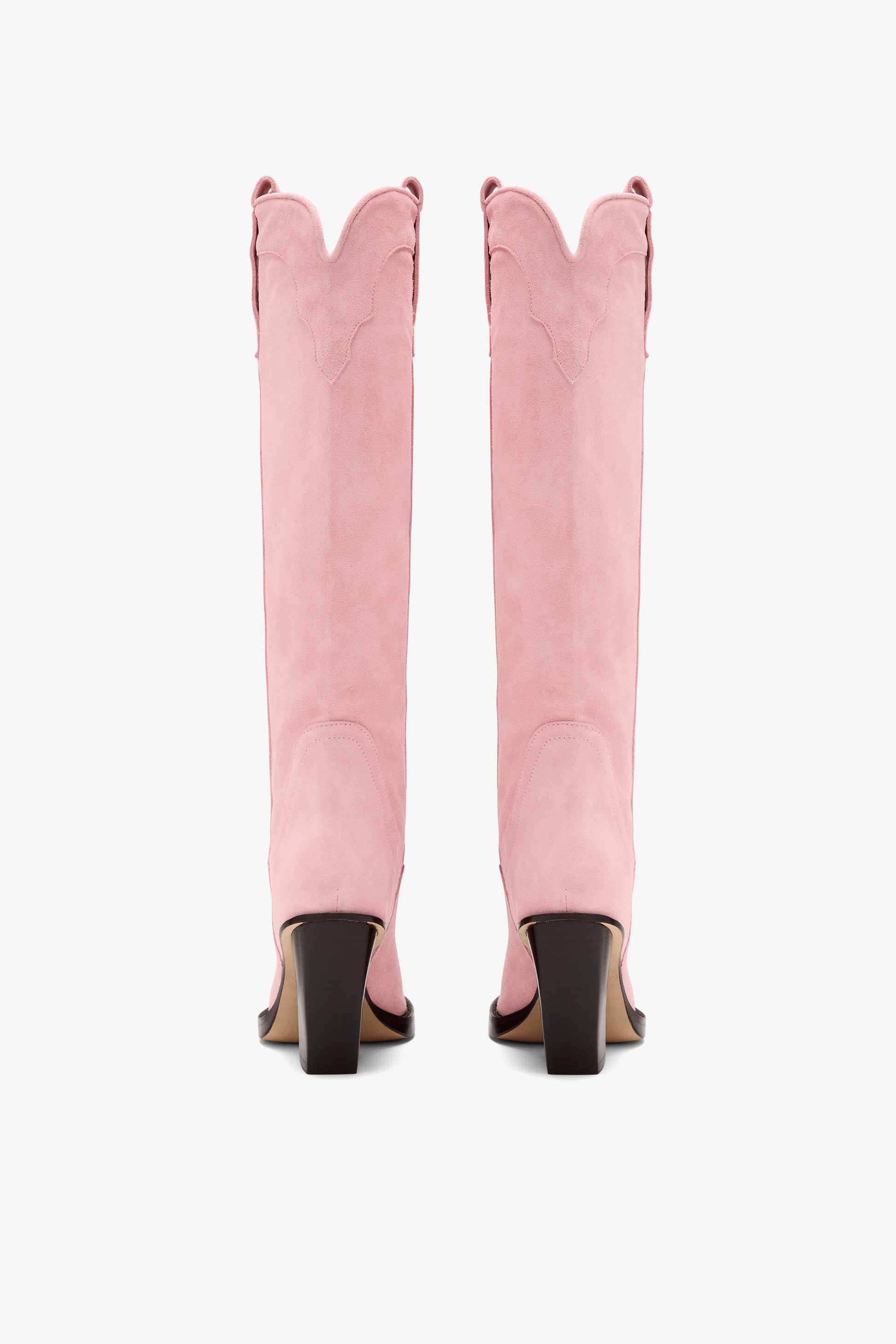 Pink suede embellished toe boot