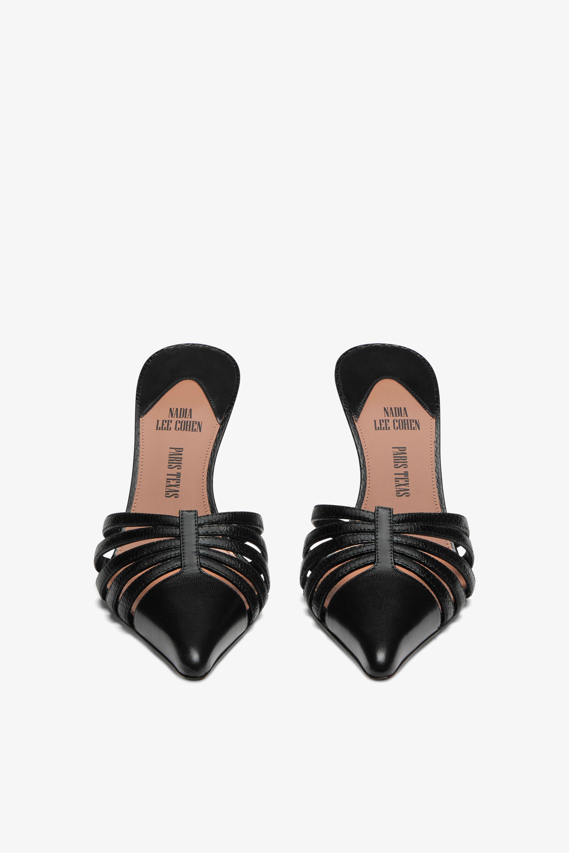 Black leather cut-out mule