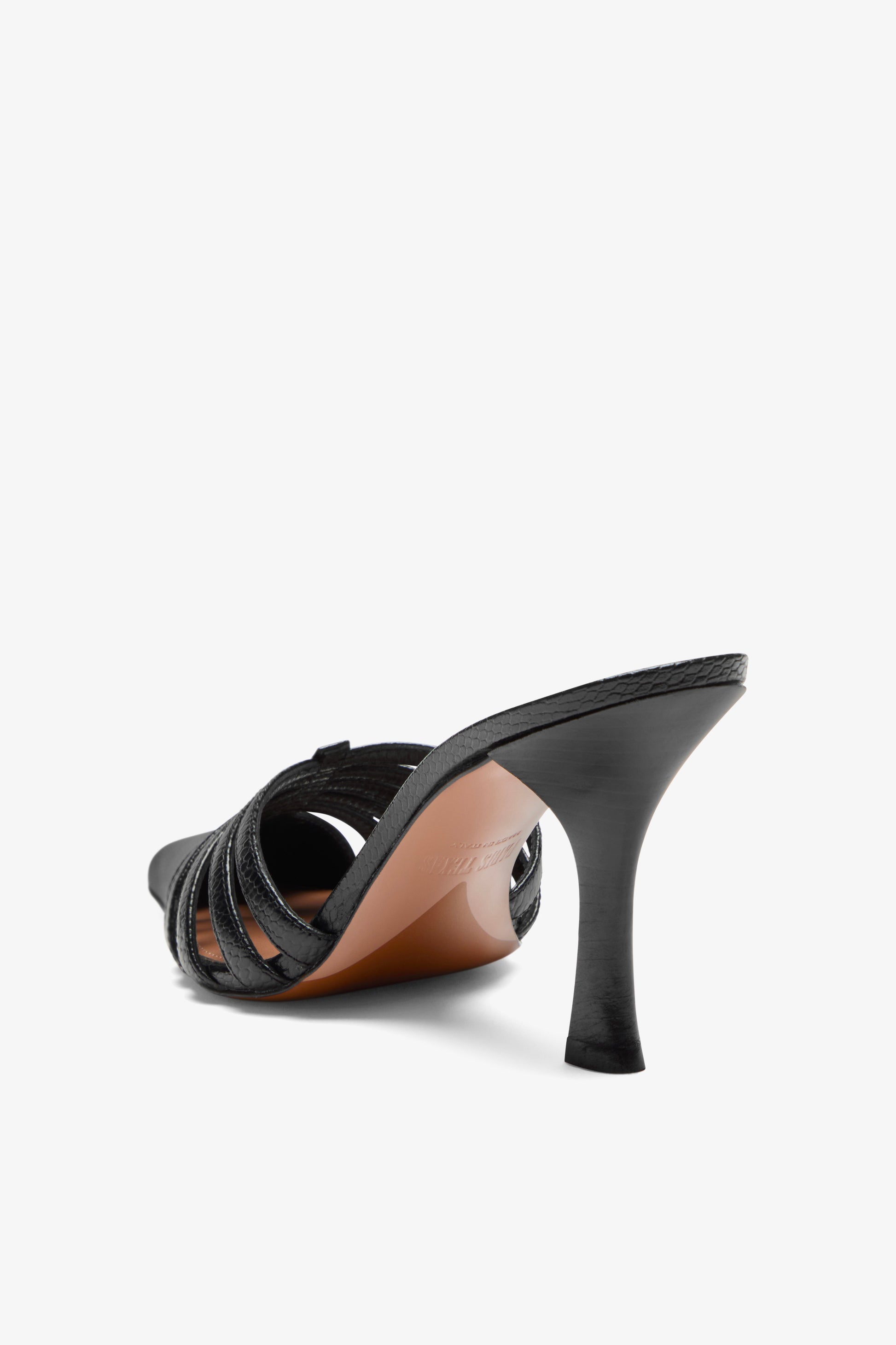Black leather cut-out mule