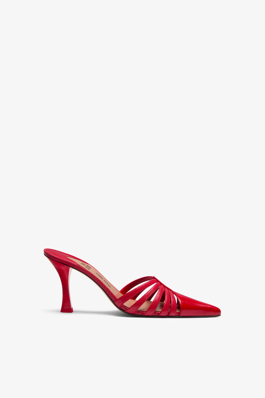 Red leather cut-out mule