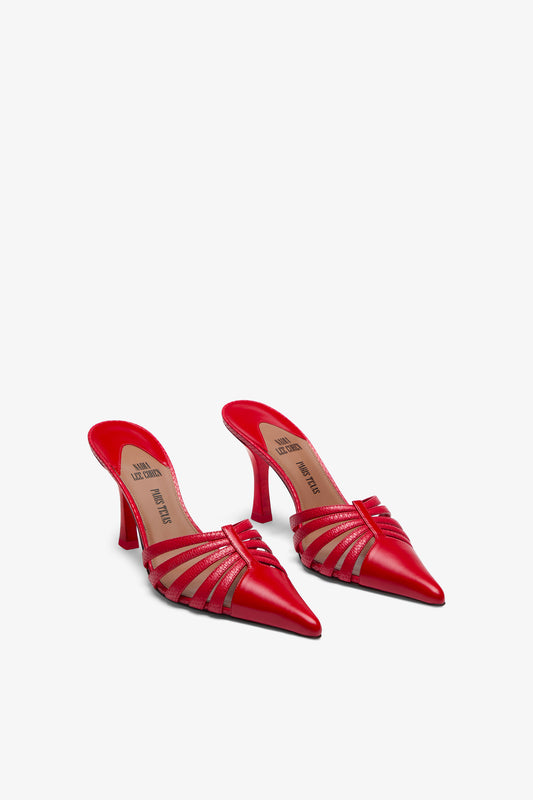 Red leather cut-out mule - Front