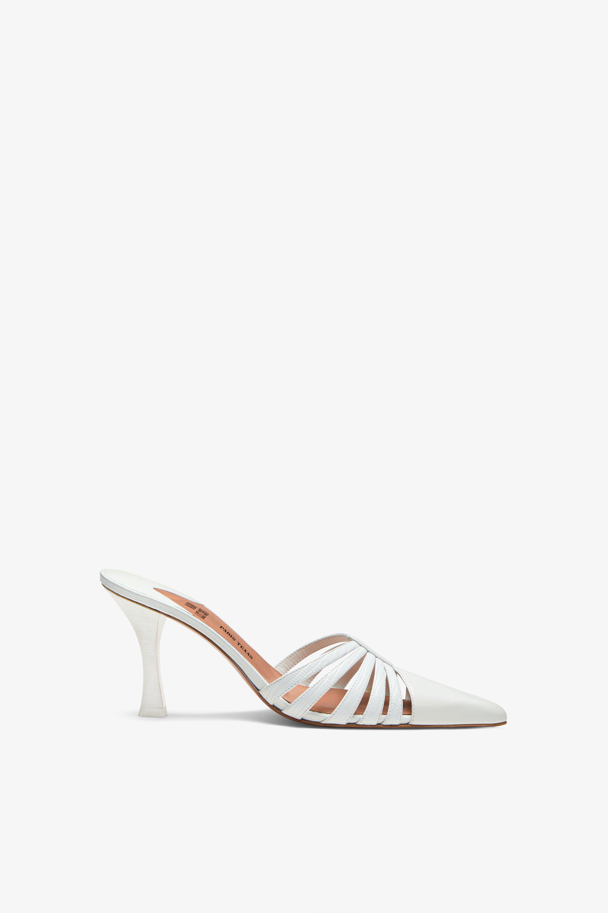 White leather cut-out mule