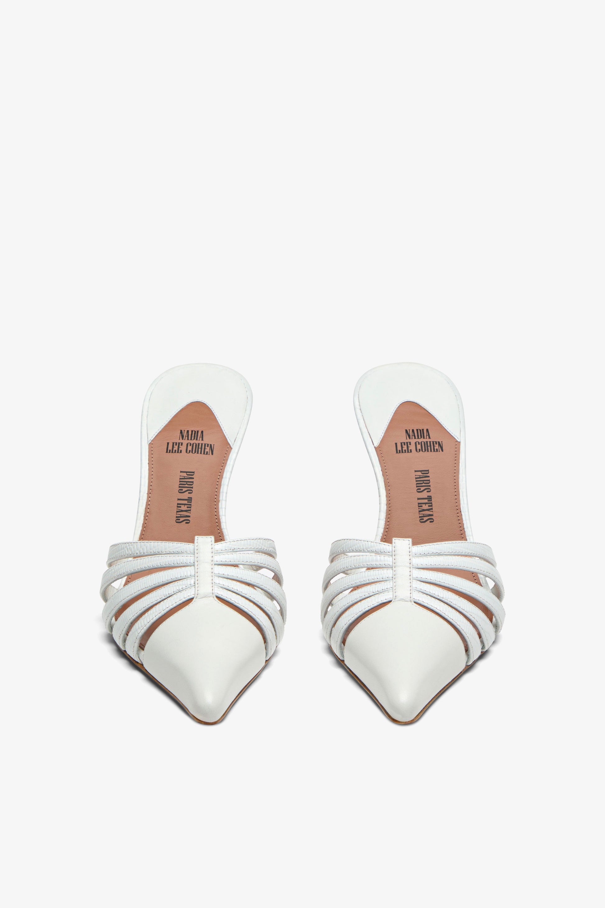 White leather cut-out mule