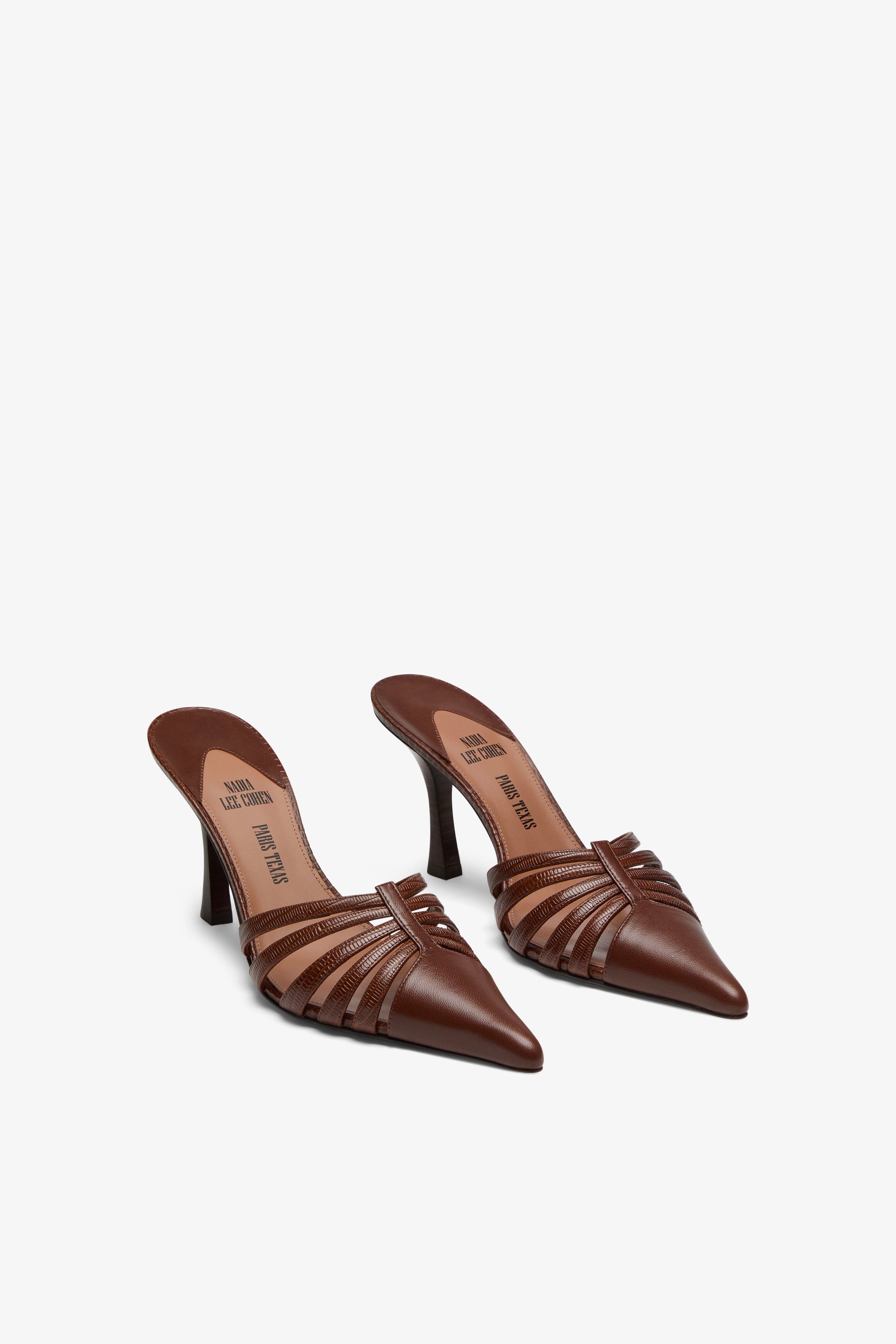 Brown leather cut-out mule
