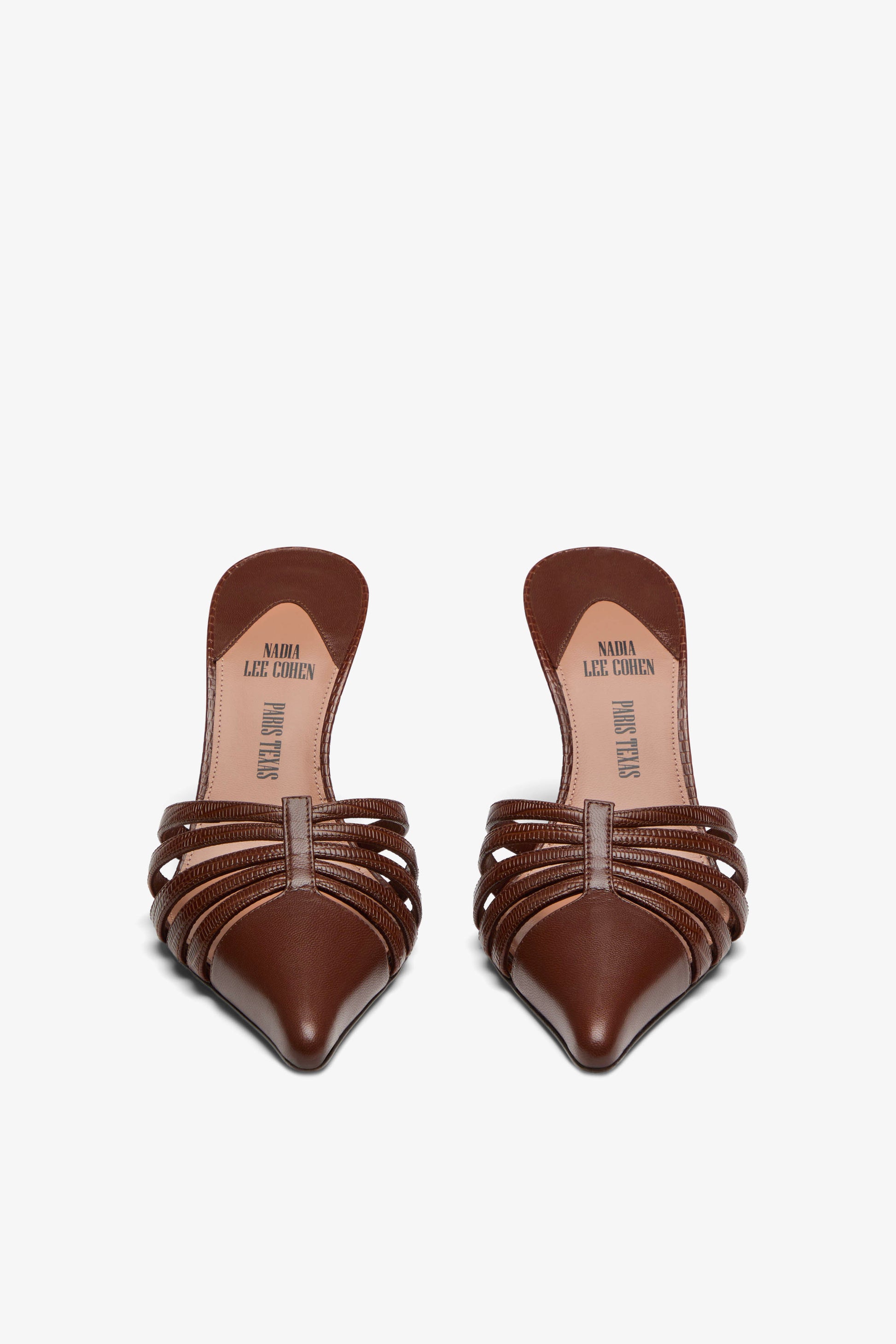 Brown leather cut-out mule